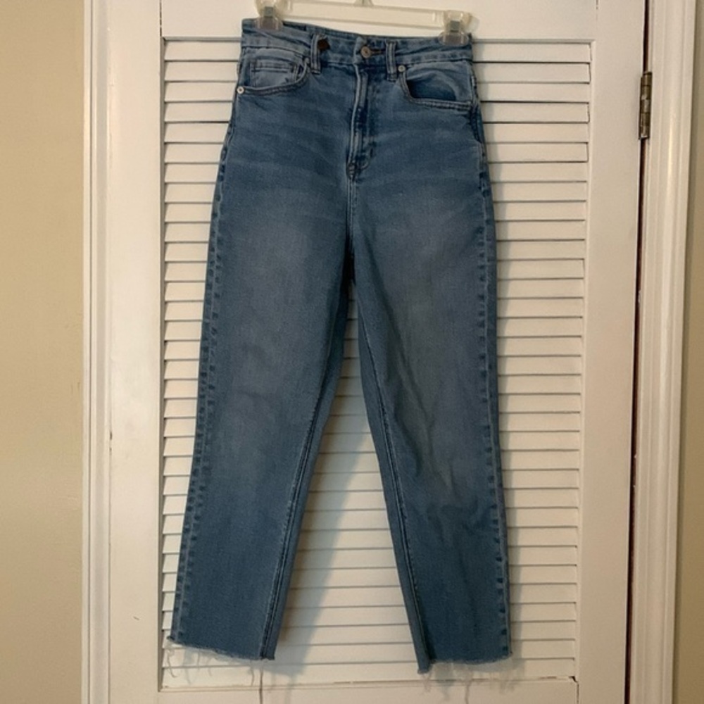 AEO Stretch Curvy Mom jeans Raw Hem High Rise size 2